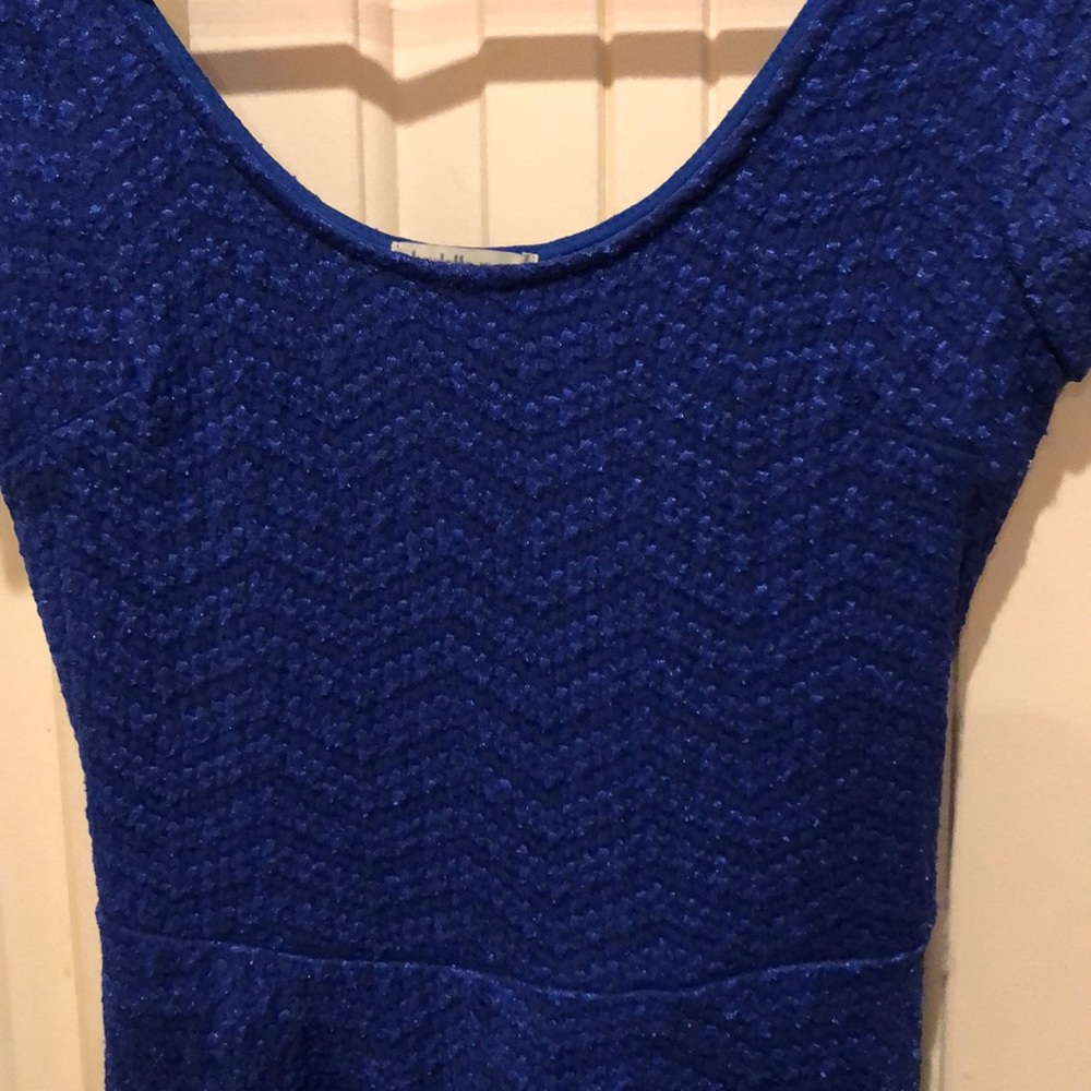 Blue fit and flare dress
